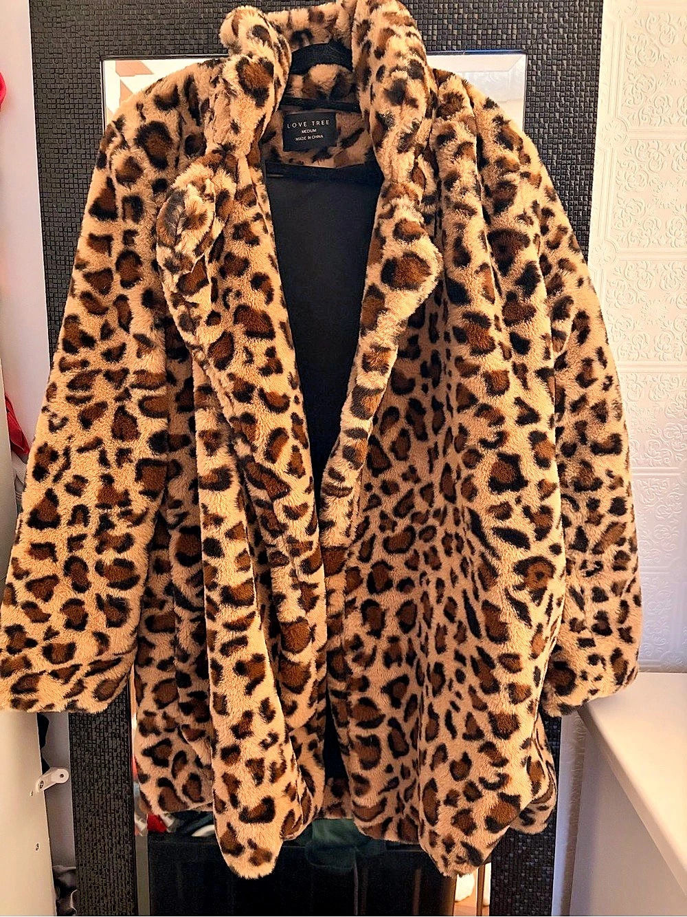 Leopard/Cheetah Print Faux Fur Coat